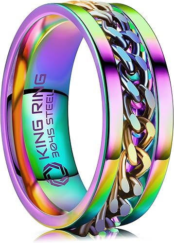 Vista 26 de King Ring 8mm Spinner Ring – Fidget Ring for Men & Women – Designed in USA Negro