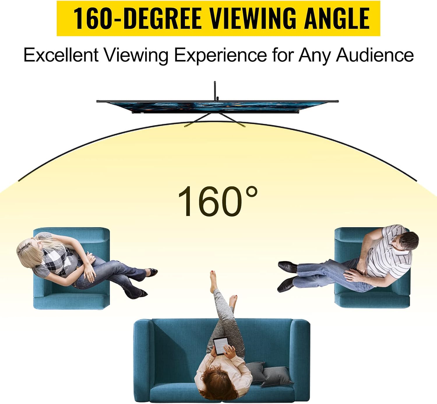 VEVOR Tripod Projector Screen with Stand 70 inch 16:9 4K HD Projection Screen Stand Wrinkle-Free Height Adjustable Portable Screen for Projector Indoor & Outdoor for Movie, Home Cinema, Gaming, Office