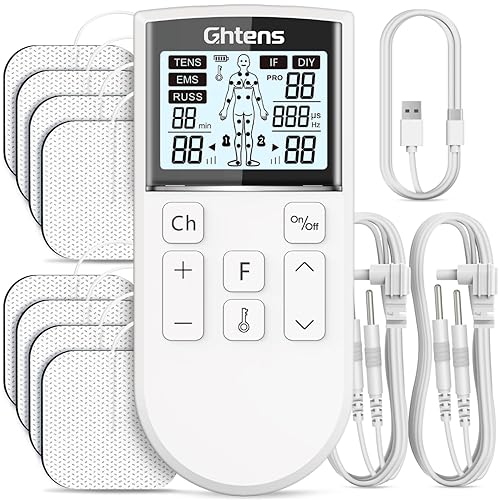 GHTENS Électrostimulateur Musculaire 5 en 1: TENS/EMS/IF/RUSS/DIY, Appareil de Stimulation