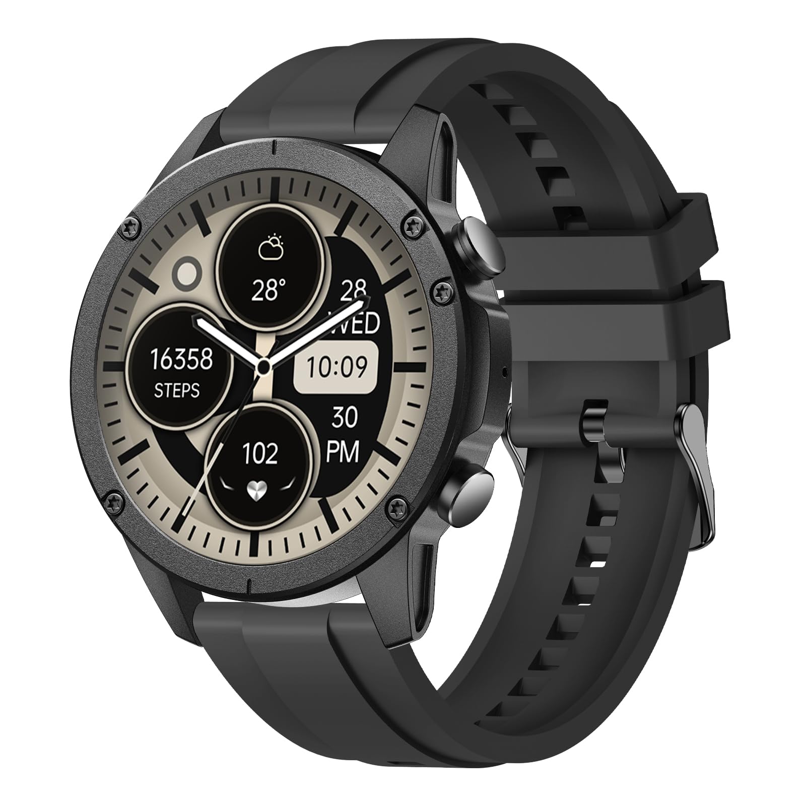 Smartwatch Uomo Militare, 1.43" AMOLED Orologio Smartwatch con Chiamate Bluetooth, 120 Sportive Smart Watch con Contapassi/Sonno/Cardiofrequenzimetro/SpO2, Impermeabil IP68 Smartband per Android iOS