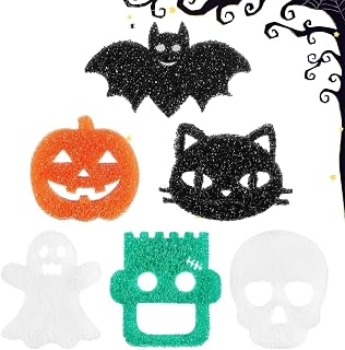 Sponges Kitchen 6 Piece Halloween Dishwashing Non Scratch Cleaning Pads | Cleaning Sponges for Halloween Restaurants Home Household Tableware Countertop Pots Bowls Sink Cookware Stove