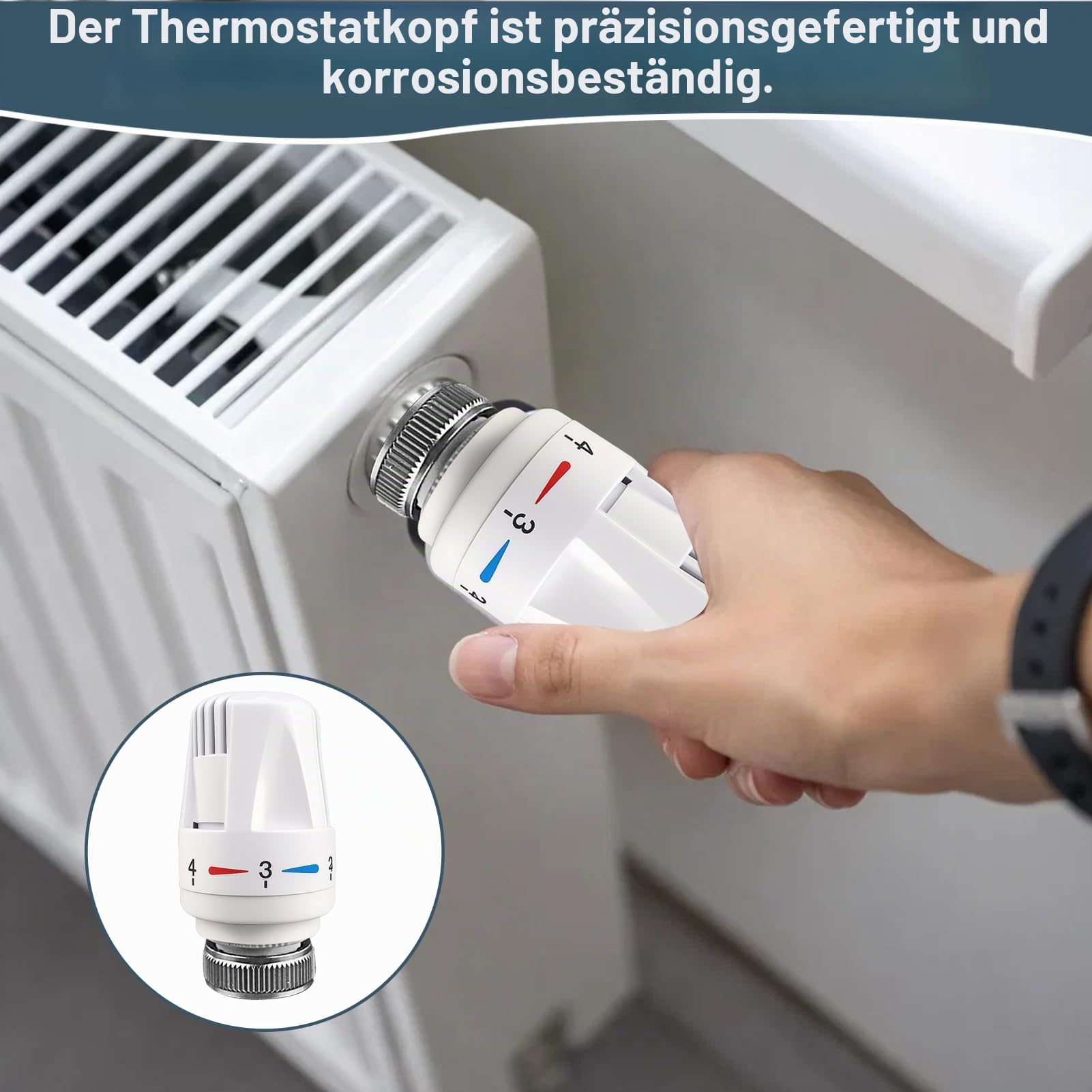 Heizungsventil, 4 Stück M30 X 1.5 Heizungsthermostat für Thread Austreten Von Gewindeteilen, Thermostatkopf Mit Automatik-Regelung Frostschutzstellung für Büro Zuhause