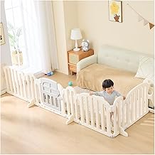 GU Mode Baby Gate, Just Place It On, Playpen, Kids Partition, Baby Fence, Pet Gate, Easy Installation, Folding, Long Panel, Stylish (Gray, Beige, Width: 102.2 inches (260 cm)