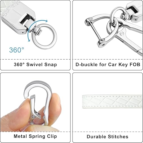 Miniatura 2 de OHKYOOT Llavero de cuero de microfibra para automóvil, cordón para muñeca, llavero universal para llaves de coche para hombres y mujeres