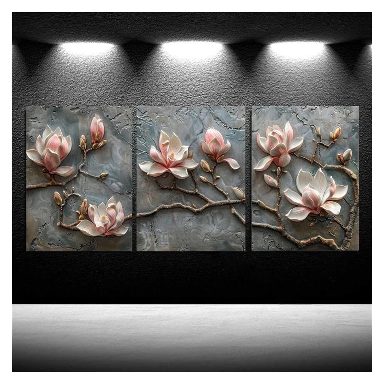 Byambd P Aesthetic Ictures No Frame Oster 3Pcs Magnolia Flowers Canvas Ainting Home Decoration,Abstract Blooming Flora Ainting(,50X70cm)
