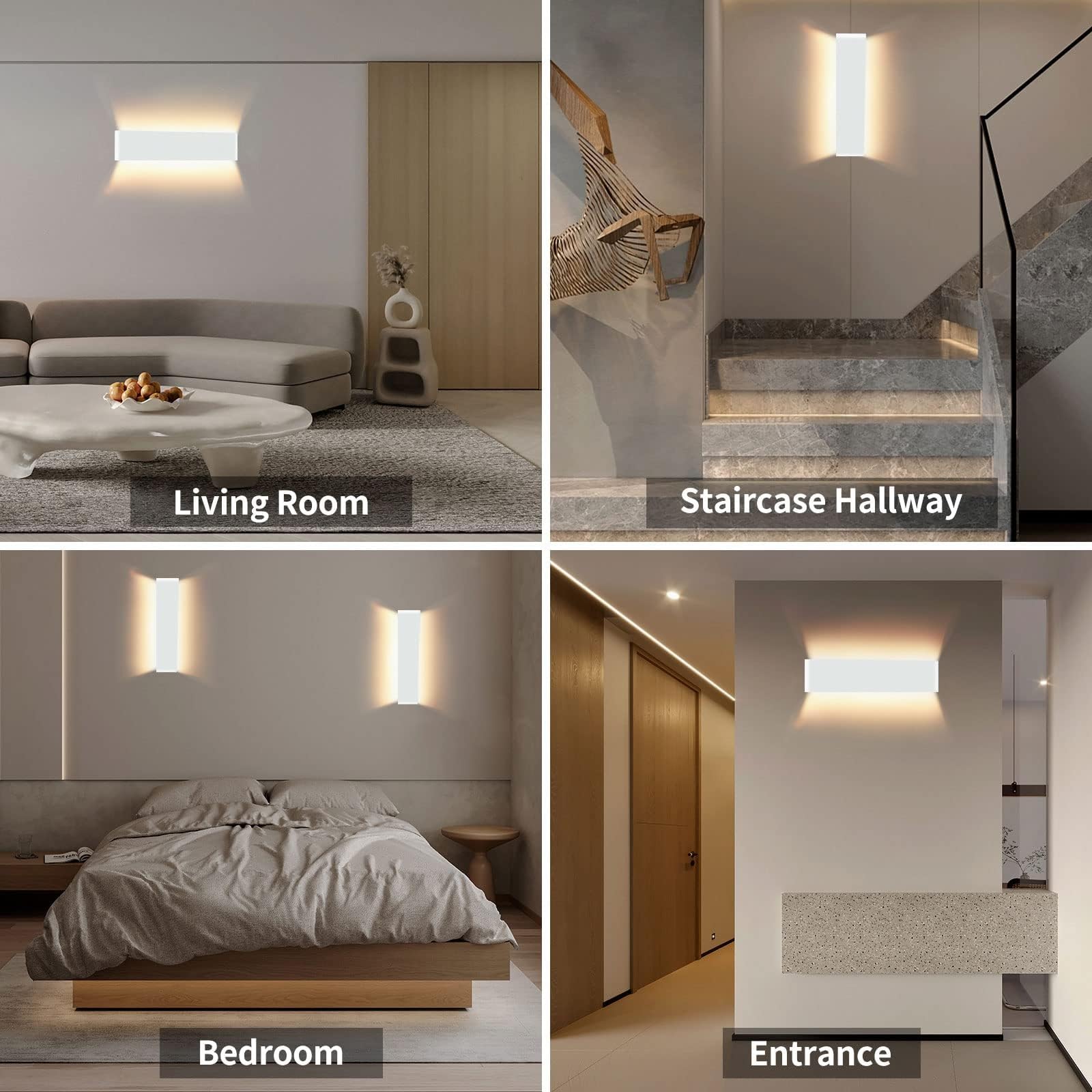 Lureshine Applique Murale Interieur 16W 40CM Haut et Bas Luminaires Intérieur Aluminium Décorer/Moderne Applique Murale Blanc Chaud 3000k Appliques Convient pour Salon|Chambre|Couloir（Blanc）