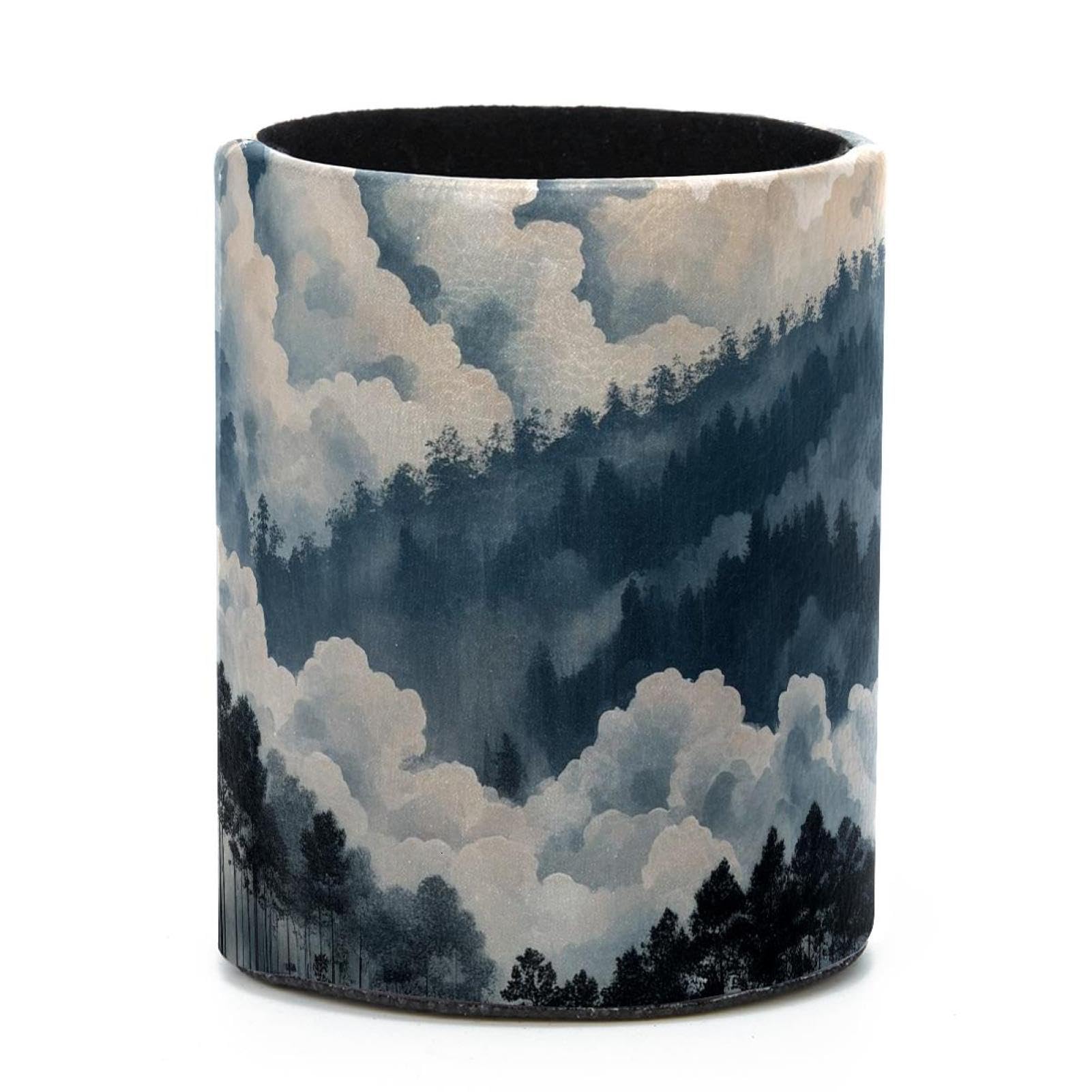 VAPOKF Round Pencil Holders for Desk, Cloud Pine Forest Pen Holders Pen Pot Makeup Brushes Storage Desktop Stationery Supplies Organiser for Home Office