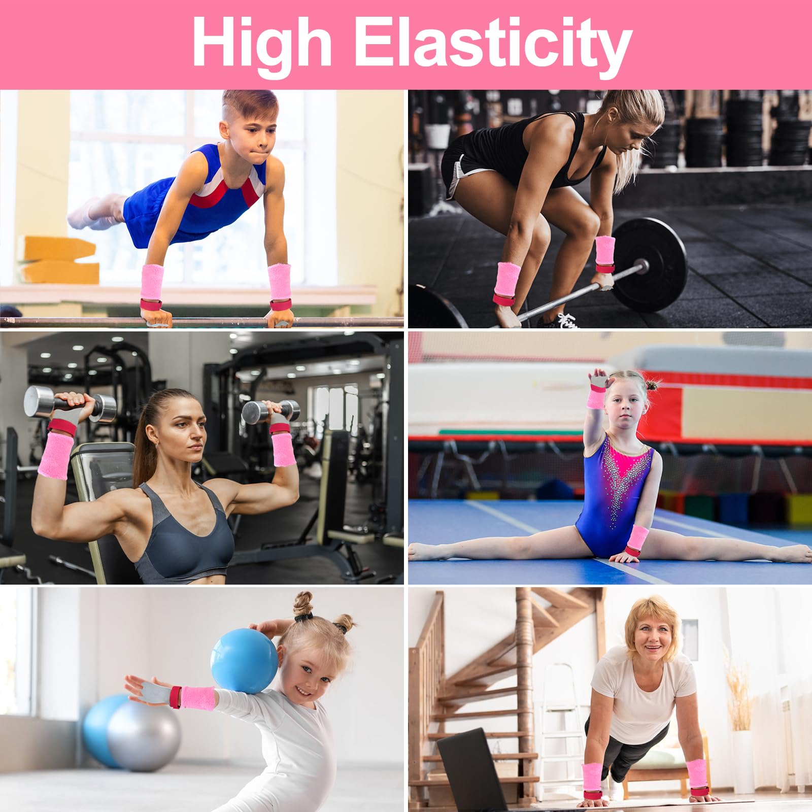 2 Cinturini da Polso con Presa per Ginnastica Sportiva 2 Cinturini la Protezione del Polso, Set di impugnature, Cross Training, ginnastica, Pull Up Grips, Manopole Paracalli per Ginnastica Artistica