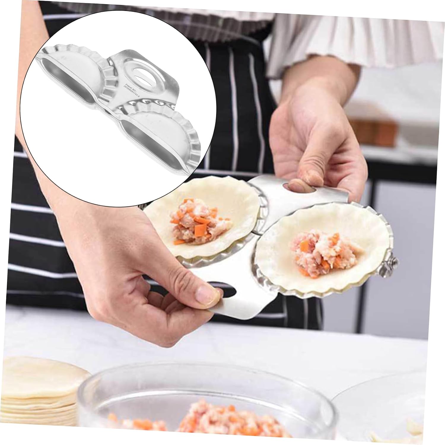 ULTECHNOVO 304 Stainless Steel Double-Head Dumpling Maker 2-Piece Set Creative Rustless Dumpling Tools for Home Kitchen Use