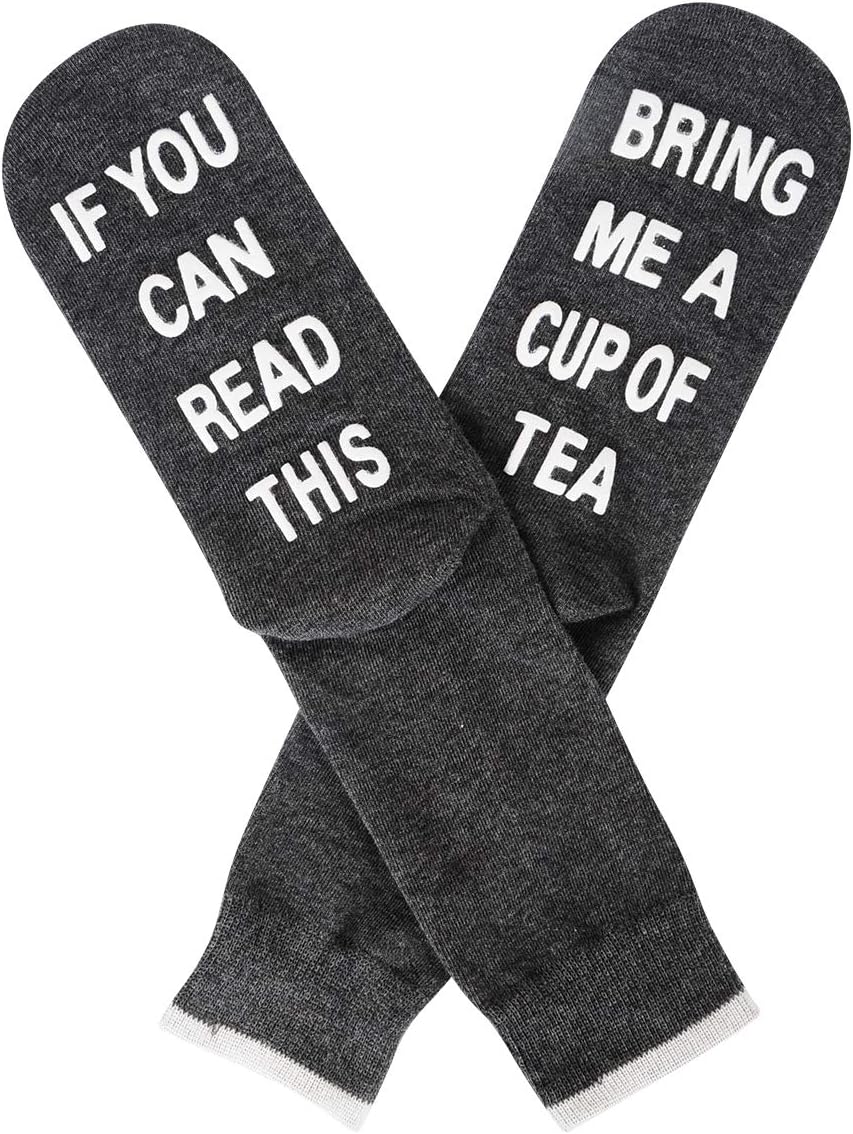 Tea Lover Gift Socks If You Can Read This Bring Me Tea Warm Cotton Funny Crew Socks for Men Women