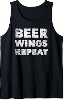 Beer Wings Repeat - Funny Drinking Alcohol Eating Junk Food Tank Top
