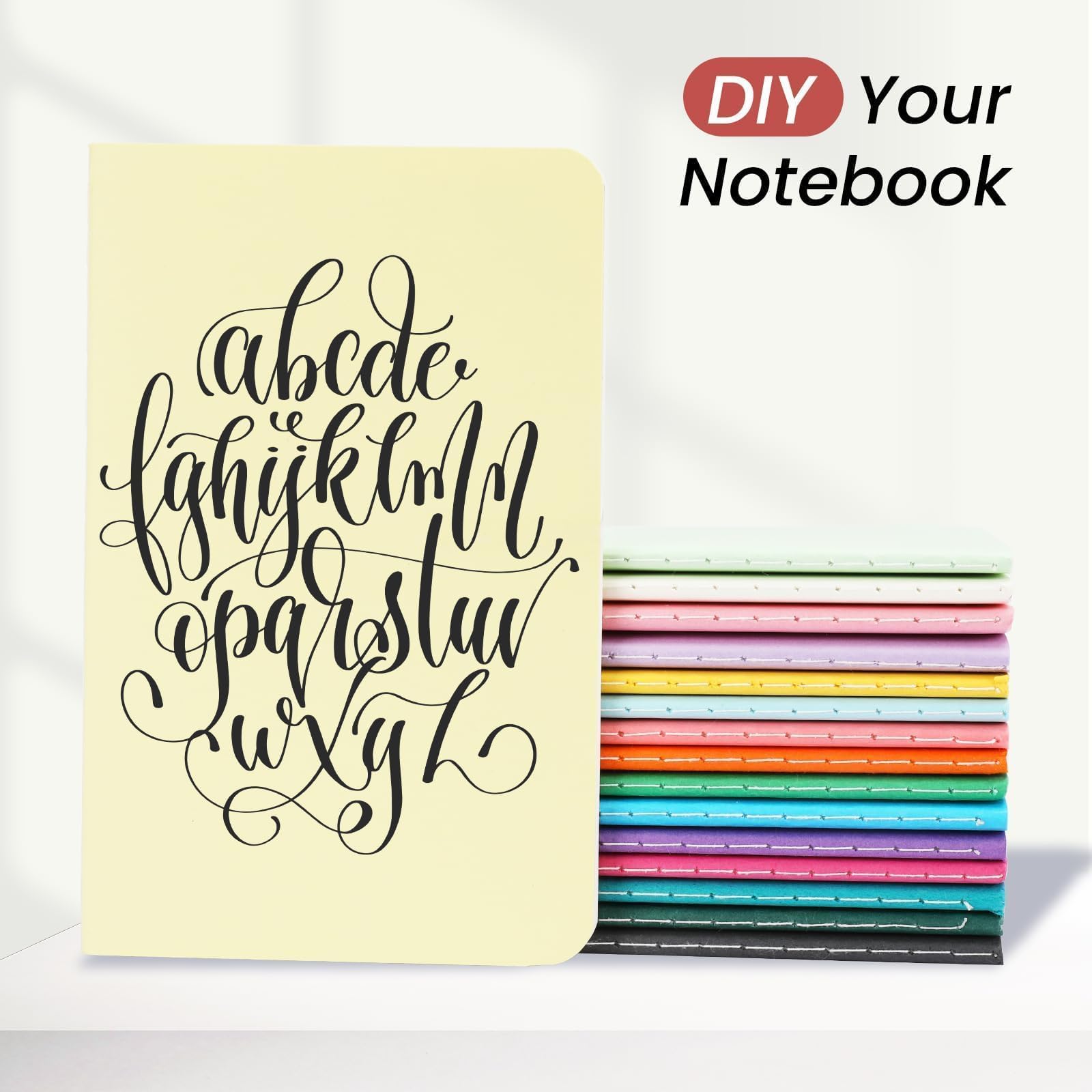 Oucaru Mini-Notizbücher, Großpackung, 8,9 x 14 cm, 16 Farben, 60 Seiten, blanko, kleines Notizbuch, Mini-Tagebuch, Notizblöcke für Kinder, Studenten, Reisende, Schul- und Bürobedarf, 16 Stück