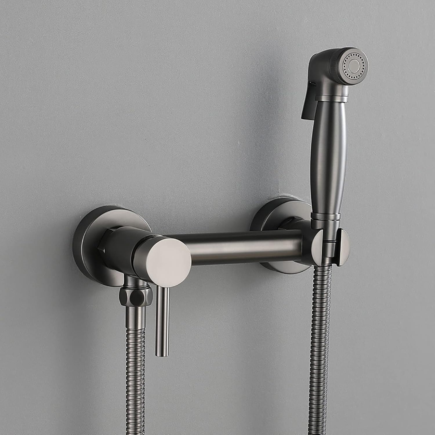 Gray Handheld Bidet Sprayer for Toilet, Brass Cloth Diaper Sprayer Kit Wall Mounted Bidet Sprayer Set Single Handle Toilet Bidet Sprayer Kit with 150cm Shower Hose,Type c