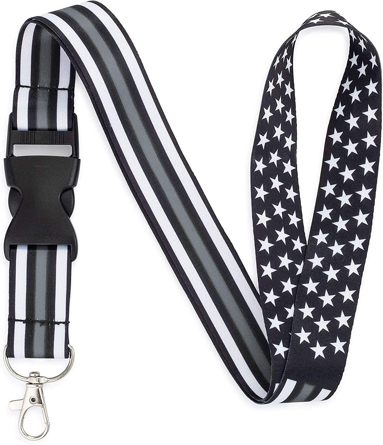 American Flag Office Lanyard - Badge and ID Holder (Thin Grey Line)