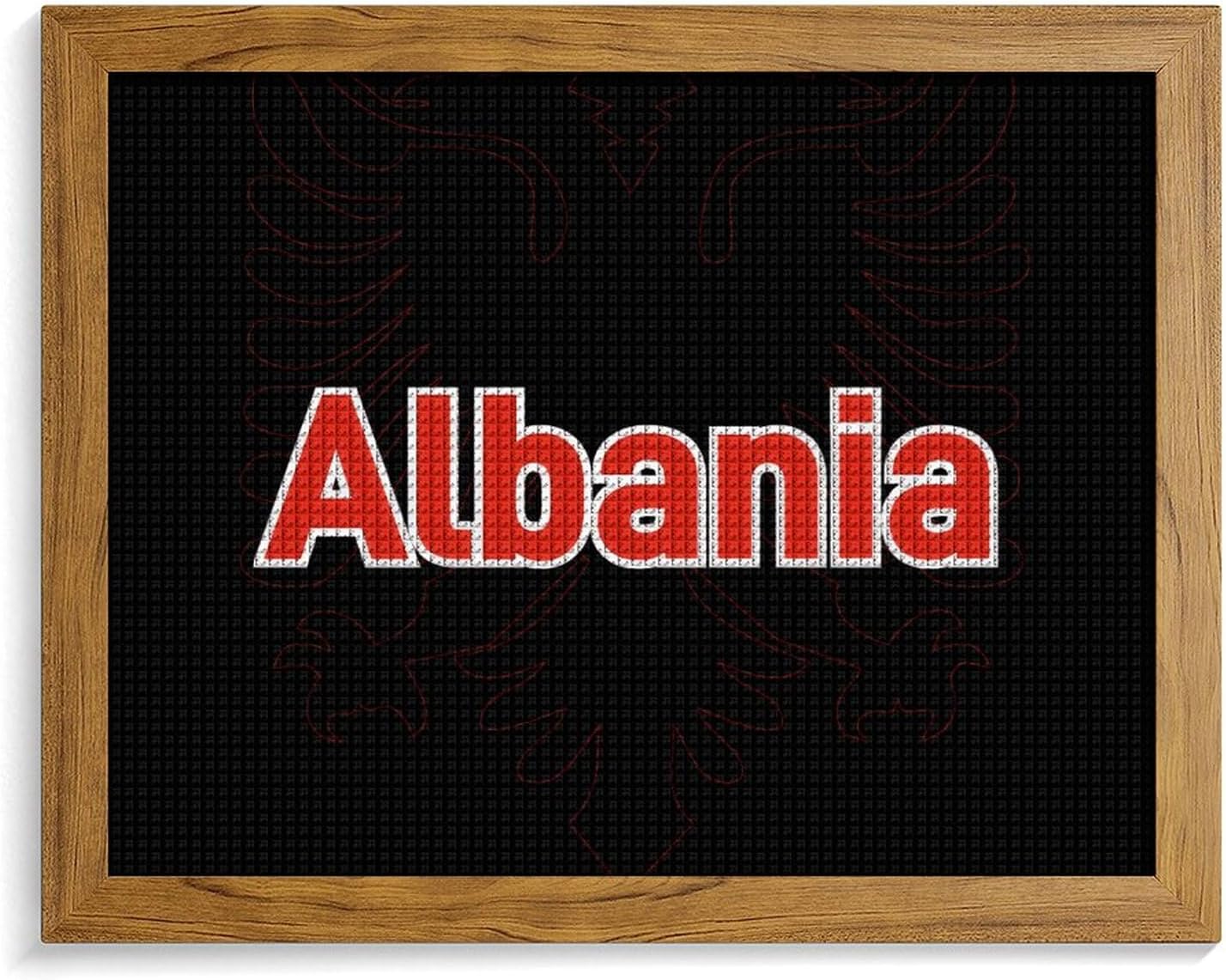 Albania Albanian Printed Diamond 5D Painting Kits DIY Full Drill Crafts for Home Wall Decor 16x20 Inch Yellow Wood 50 * 40cm