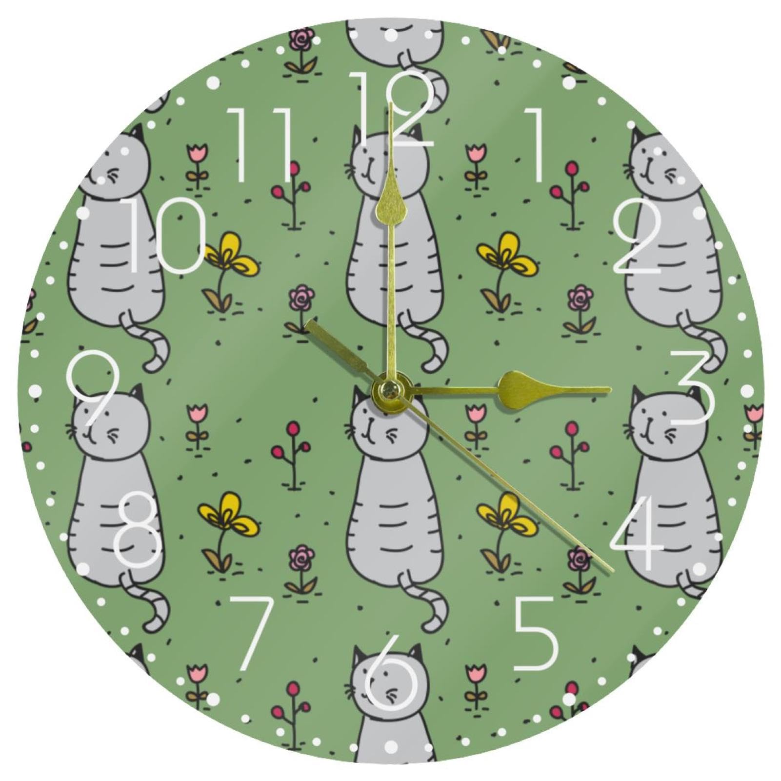 Horloge murale silencieuse sans tic-tac chat en acrylique 25 cm