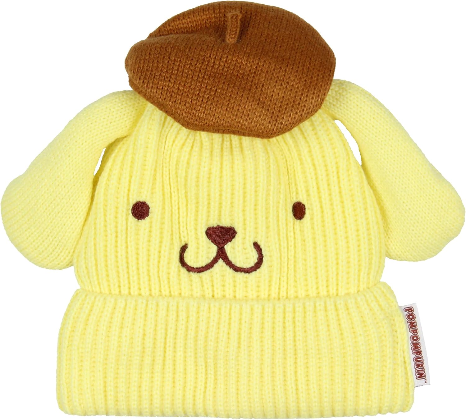 Sanrio Pompompurin Beanie Hello Kitty and Friends Pompompurin Embroidered Character Cuffed Beanie Cap Hat OSFM for Men and Women