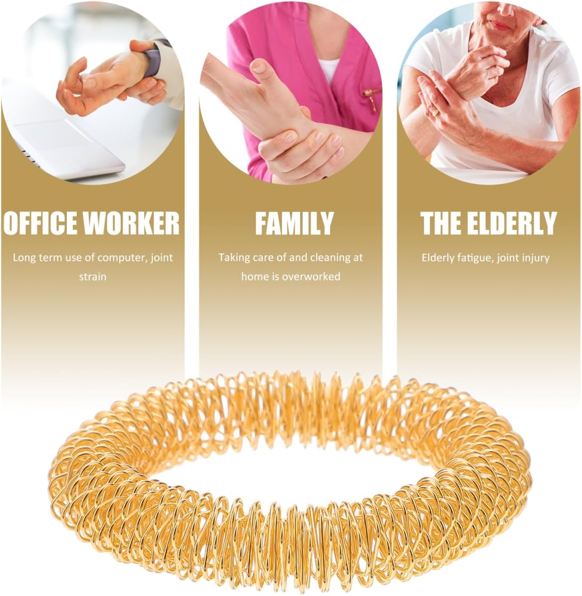Wrist Massage Rings Set of 5 Metal Bracelets for Women and Girls Relieve Finger Joint Fatigue Improve Energy Includes Two Color Options 2.16X2.16X1.57 Inches