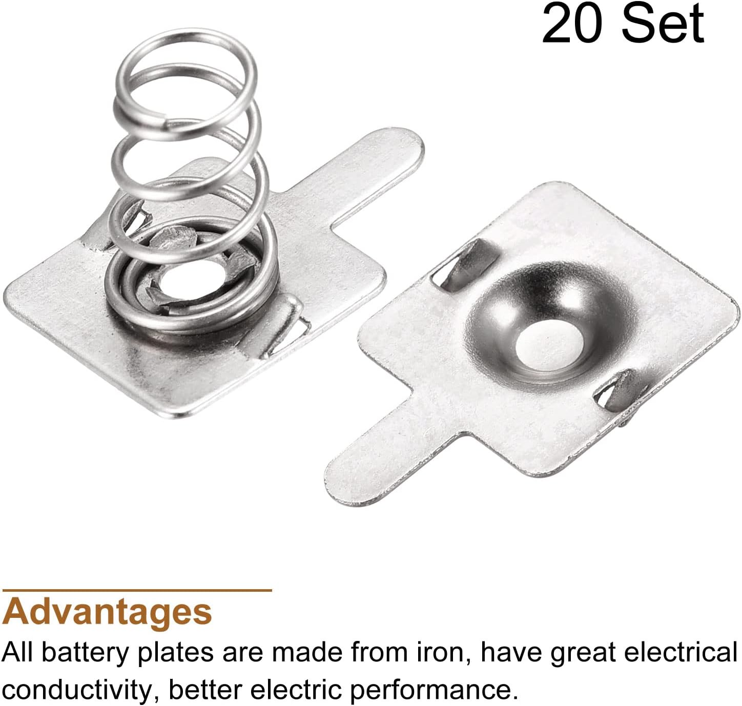 MECCANIXITY Battery Spring Plate AA Battery Contact Nickel Plate 10mmx10mm for DIY 20 Set