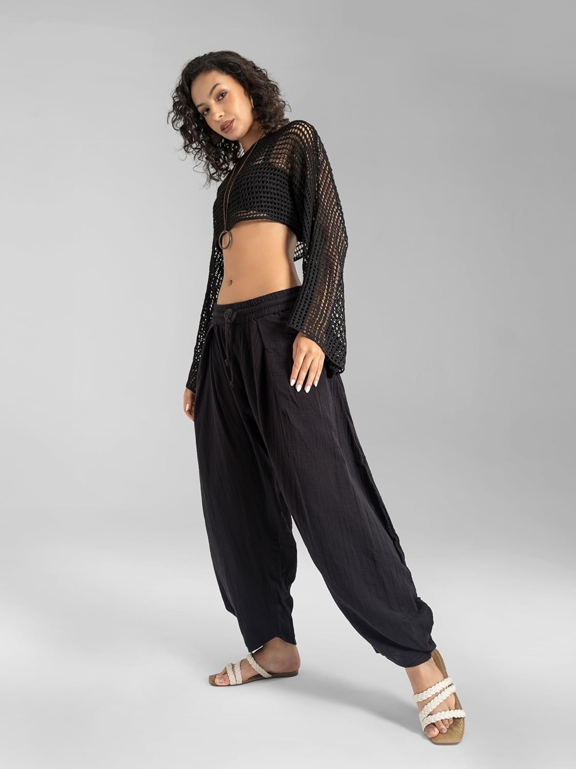 The Veshti Company Women's Bangkok Barrel Harem Pants | Cotton Boho Joggers - Yoga, Dance, Travel & Lounge - Image 5