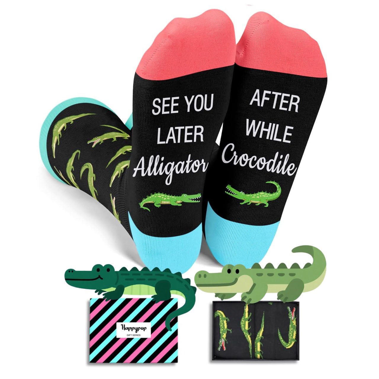 HAPPYPOP Animal Lover Gifts Women Men - Mermaid Penguin Socks Crocodile Otter Socks