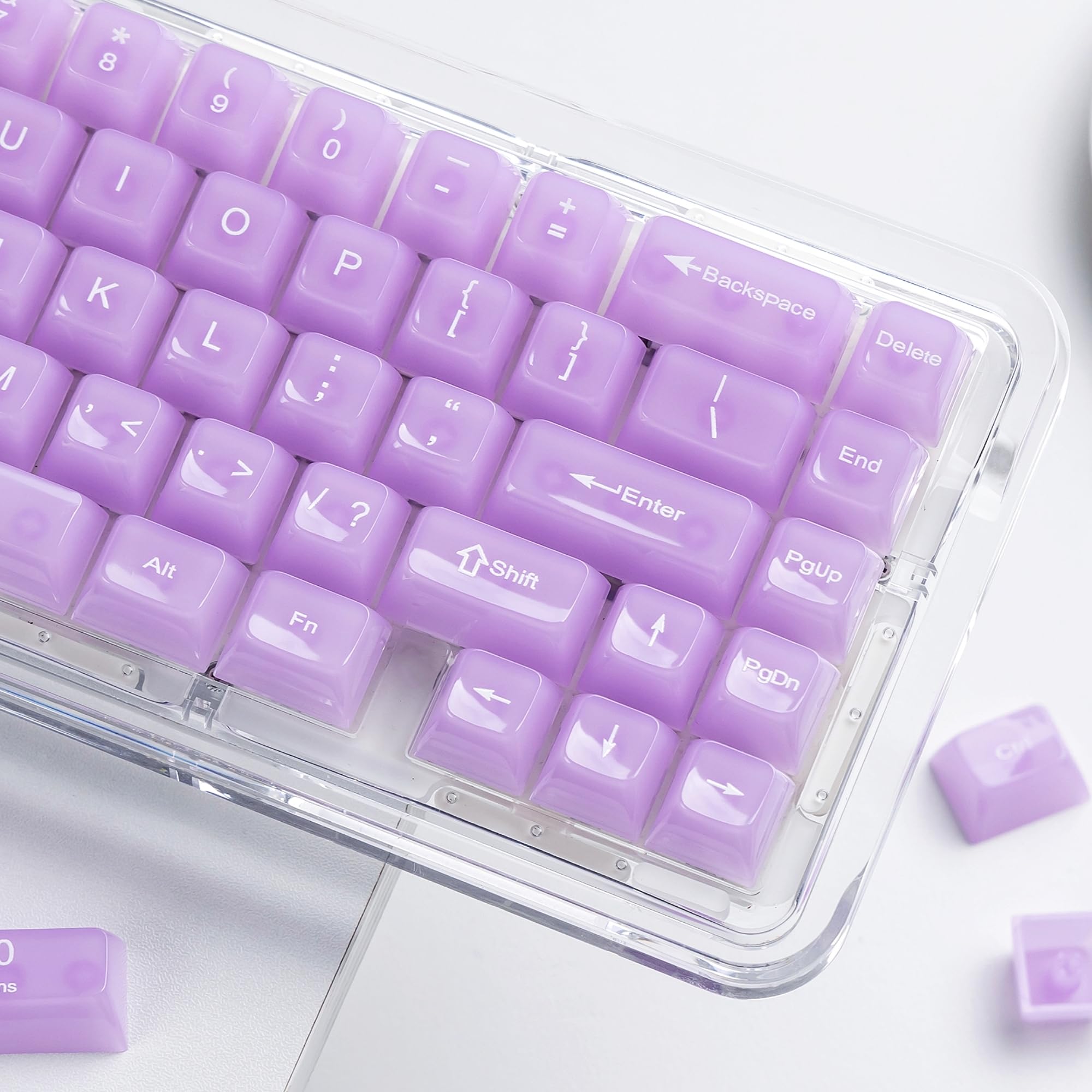 Womier Clear Jelly Keycaps, Ceramic Keycaps Style Cute Purple Keycaps