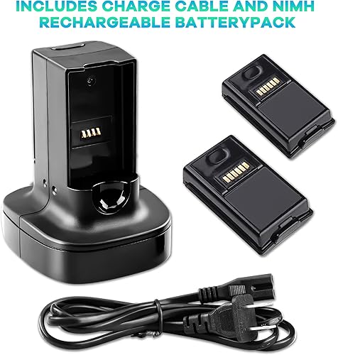 Miniatura 6 de Batería recargable para Xbox 360, paquete de 2 baterías con estación de carga dual Base de soporte de cargador para Xbox 360 controlador inalámbrico