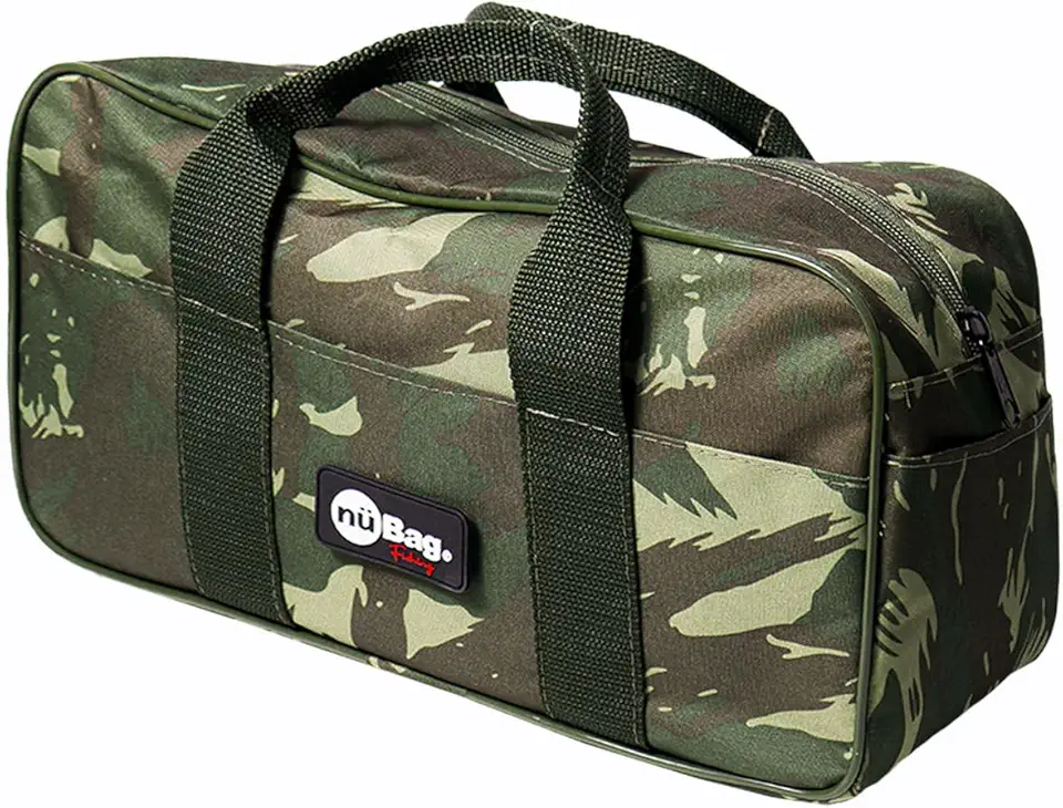 Bolsa de Pesca Pequena Nylon 600 Resistente à Água Costura Reforçada Zíper Grande Alça de Mão Organizador Tralhas Iscas Linha Anzol Acessórios Carretilhas Molinete Nü Bag Fishing (Camuflado)