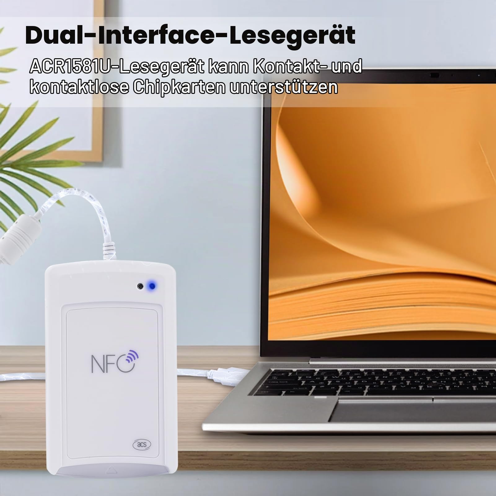 USB NFC Reader, 2 in 1 NFC Lesegerät ACR1581U Kontaktbehafteter und kontaktloser Kartenleser Standard Smartcard Lesegerät PC SC CCID RFID USB-Schnittstelle