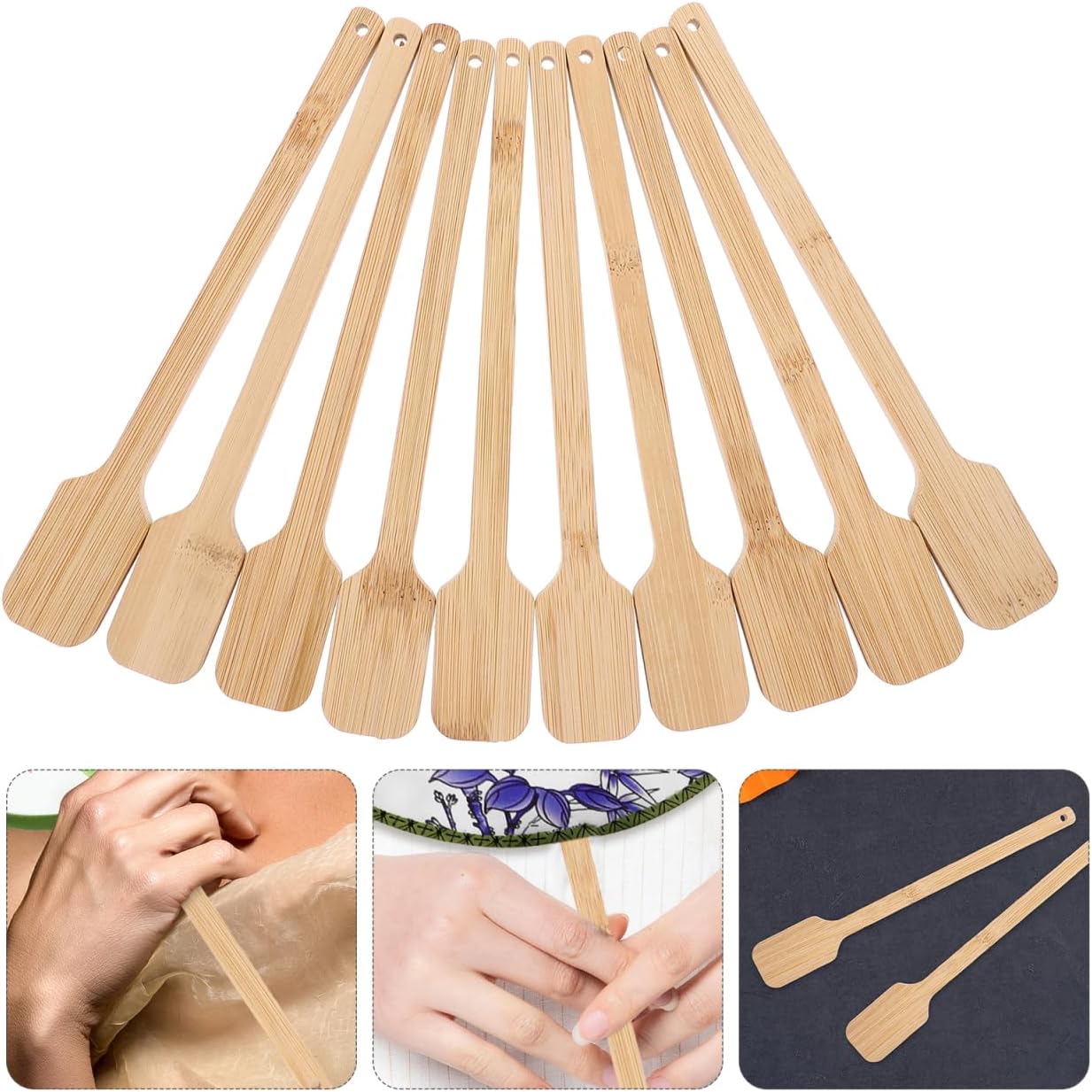 Ciieeo Wedding Hand Fan Handles 7.48 Inch Round Wooden Fan Making Sticks 10 Pack Diy Bridal Party Accessories