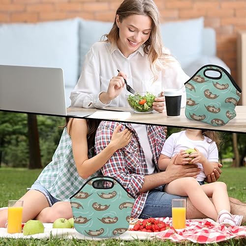 Miniatura 7 de River Otter - Bolsa de almuerzo de neopreno con cremallera suave, portátil, reutilizable, aislada, bolsa de almuerzo para adultos, mujeres, hombres,