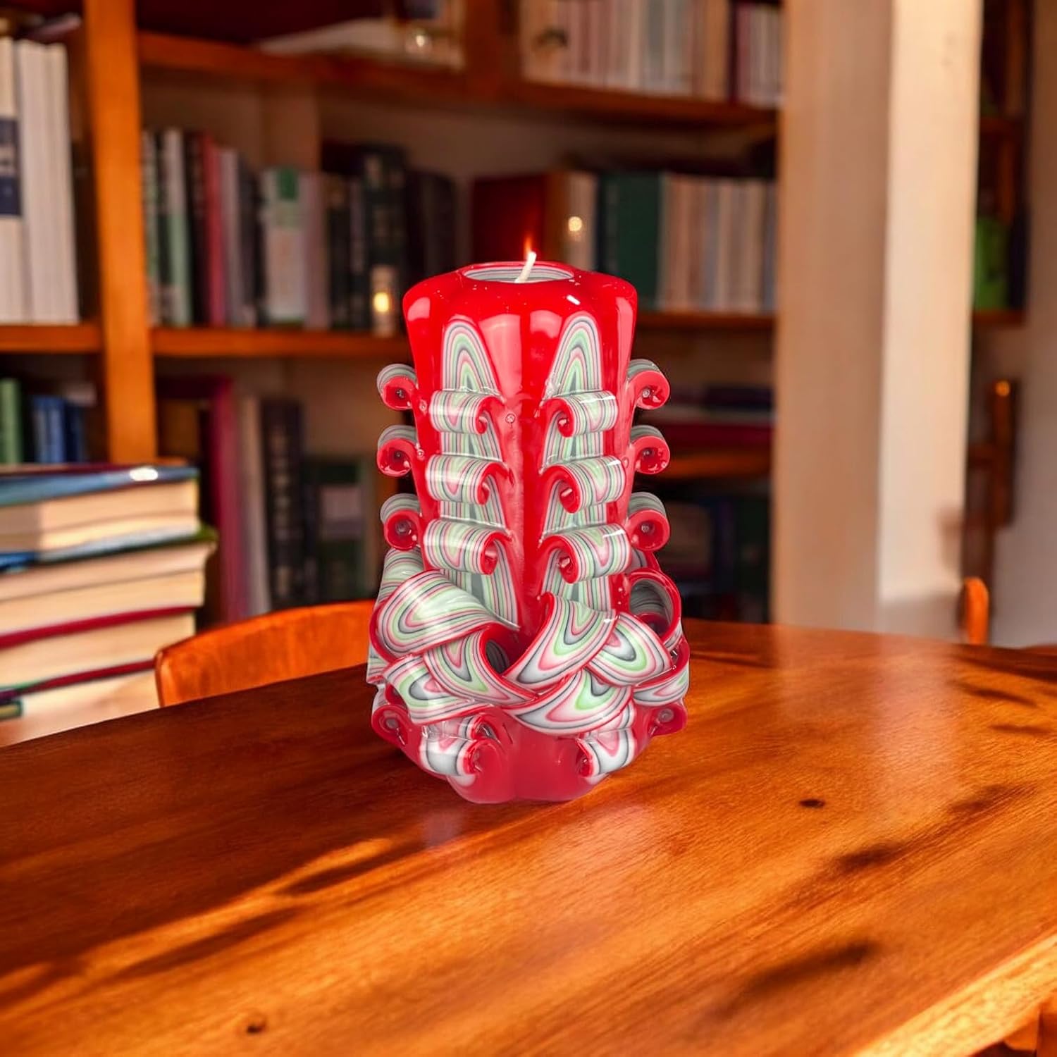 Handmade Design Candle, Odourless Decorative Candle 80 x 150 mm, 56 Hours Long Burning Cylindrical Candle, Smokeless Cotton Wicks, Ideal Home Decoration and Versatile Gift