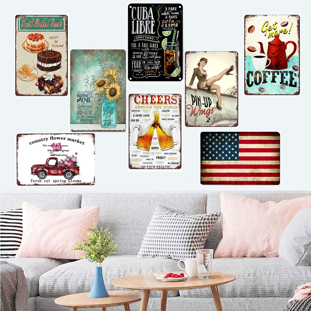 Cartel De Arte Retro Para Decoración De Pared, Para Bar, Café, Club, Cartel De Metal, 8.0 X 12.0 In