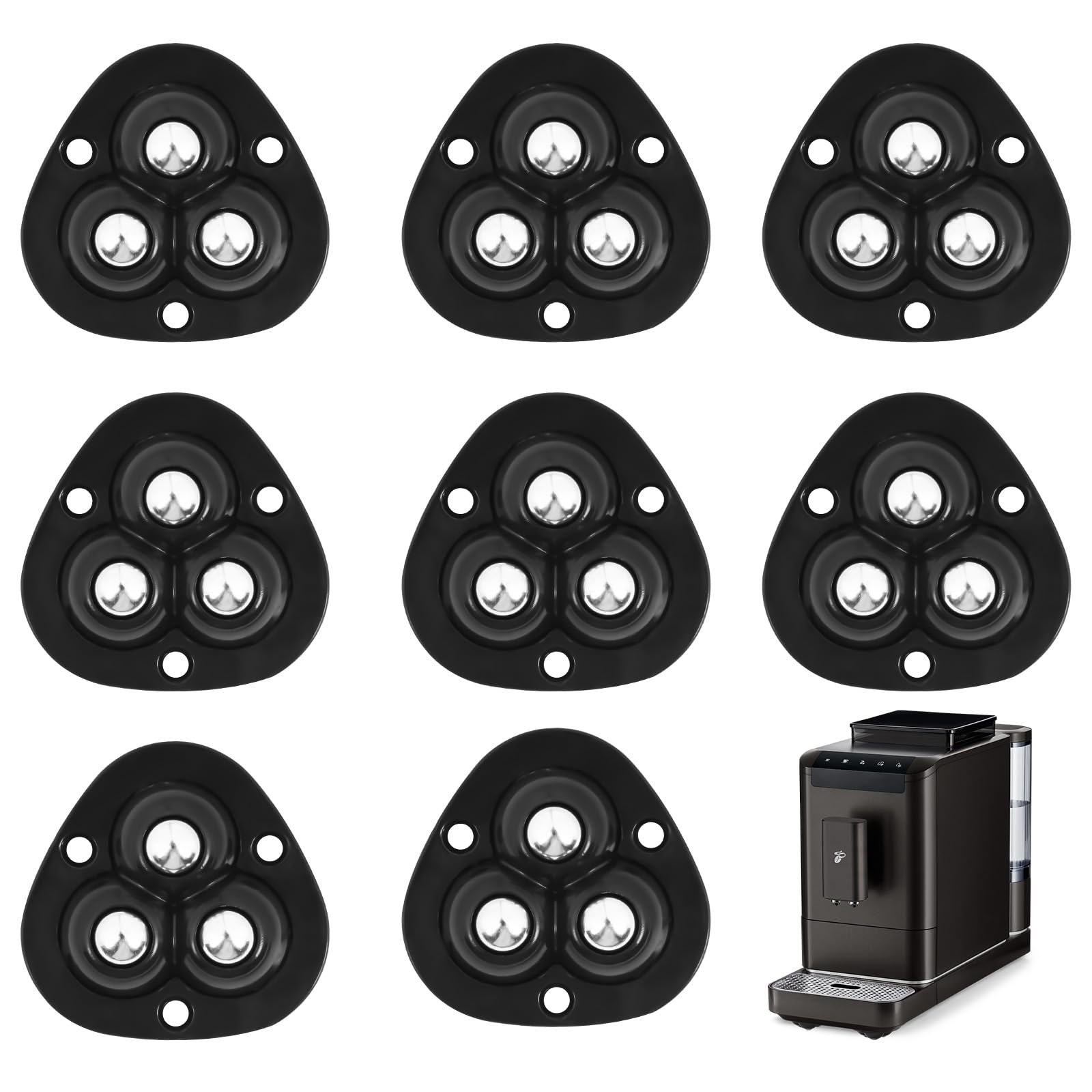 OFFCUP Self-Adhesive Furniture Casters Set of 8, Heavy Duty 360° Swivel Ball Rollers, Wheels for Kitchen Home Office Tables Furniture Trash (Black)