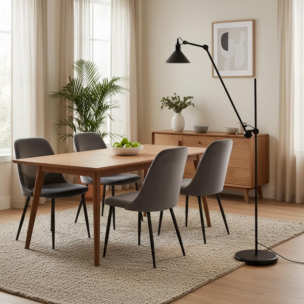 Barcelona LED Candeeiro de Pé Articulado RUBY 215 E27 Preto – Candeeiro Industrial de Chão 360° Ajustável, Base Estável 9 kg, Design Loft para Sala Escritório Estúdio (Lâmpada Não Incluída)