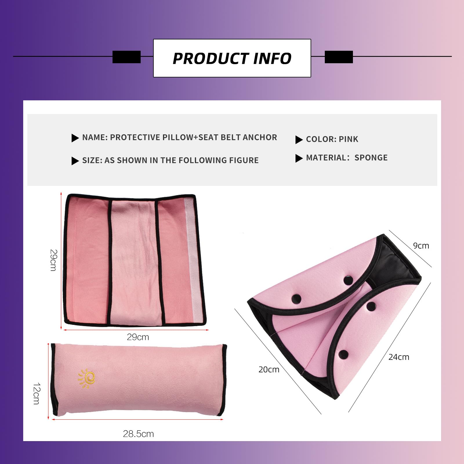 4 almohadillas para el cinturón de seguridad, 2 almohadillas extraíbles para el cinturón de seguridad del coche 2 almohadillas protectoras(rosa)