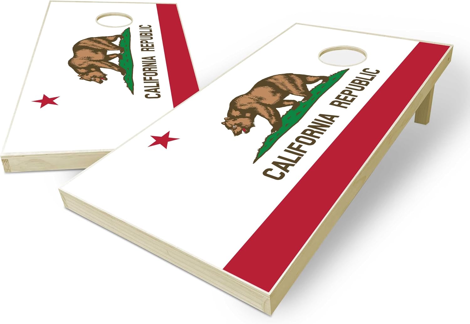 State Flag Solid Wood Regulation Cornhole Set 4 Feet x 2 Feet Includes Set of 8 Bags and Carrying Case with Optional LED Lights and Lamination