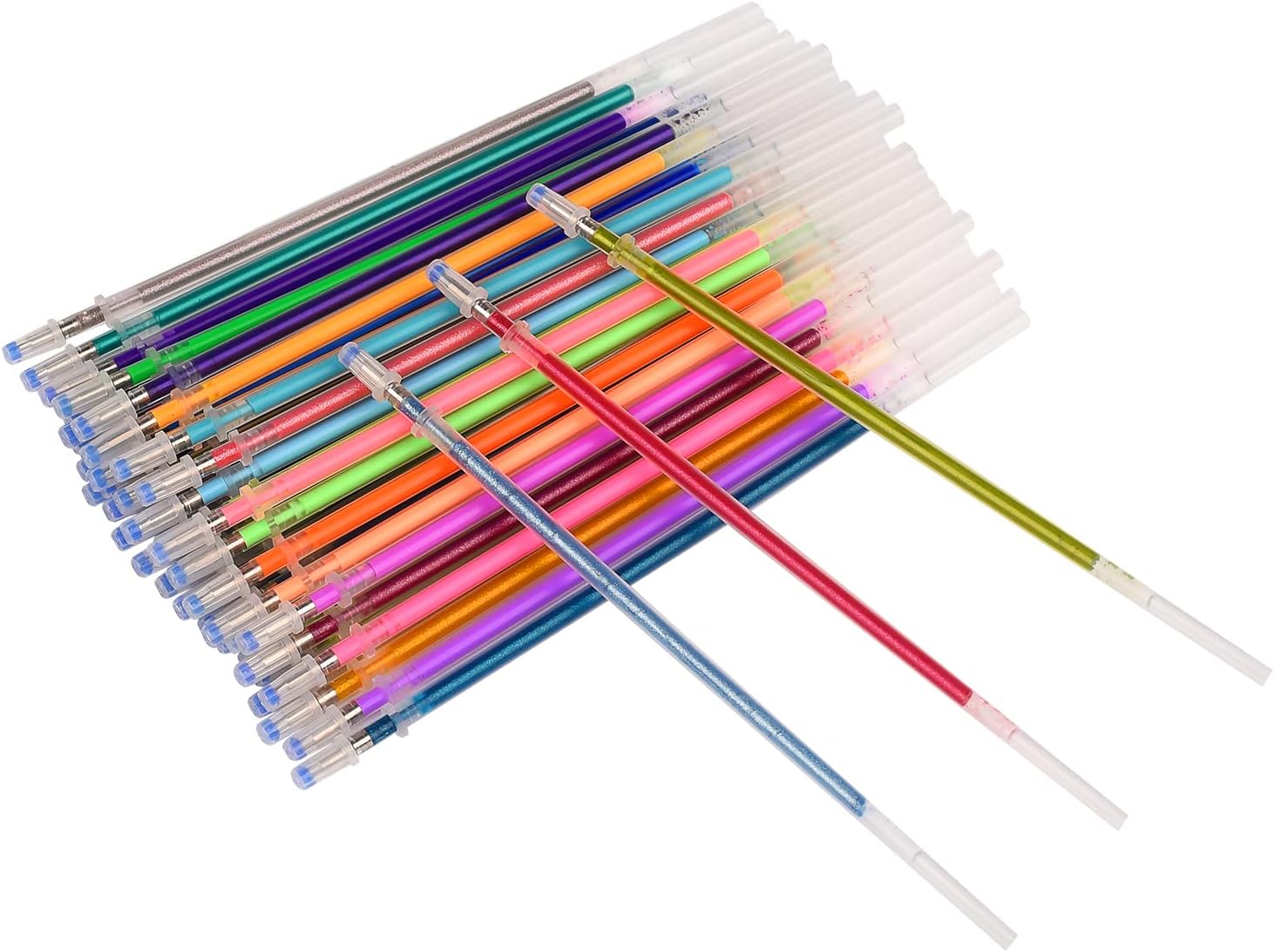 Gel Pen Refills Gel Colouring Pens Refills Assorted Colours Glitter Neon Pastel Metallic Ideal for Drawing Adult Coloring Book Scrapbooking Journaling (100)