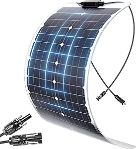 KEPEAK 35W Flexible Solar Panel Monocrystalline, Lightweight Semi-Flexible Solar Charger & MC4 for 12V Battery, RV Marine Boat Camper Van Trailer Off-Grid Power