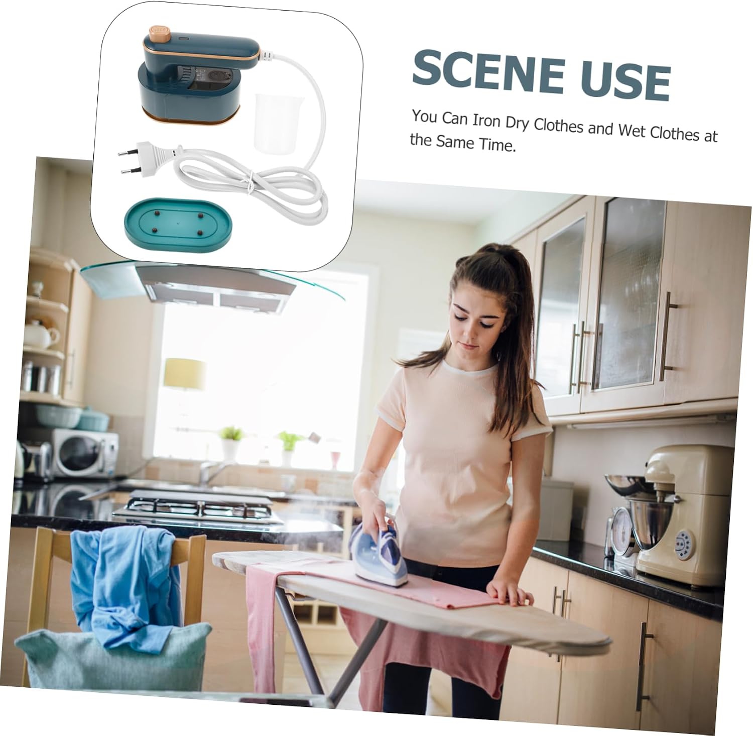 ULTECHNOVO Travel Mini Steam Iron 180° Rotating Handle Portable Iron for Clothes Dry Wet Use (us Plug)