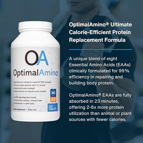 OptimalAmino | Essential Amino Acid Tablets | 300 Count