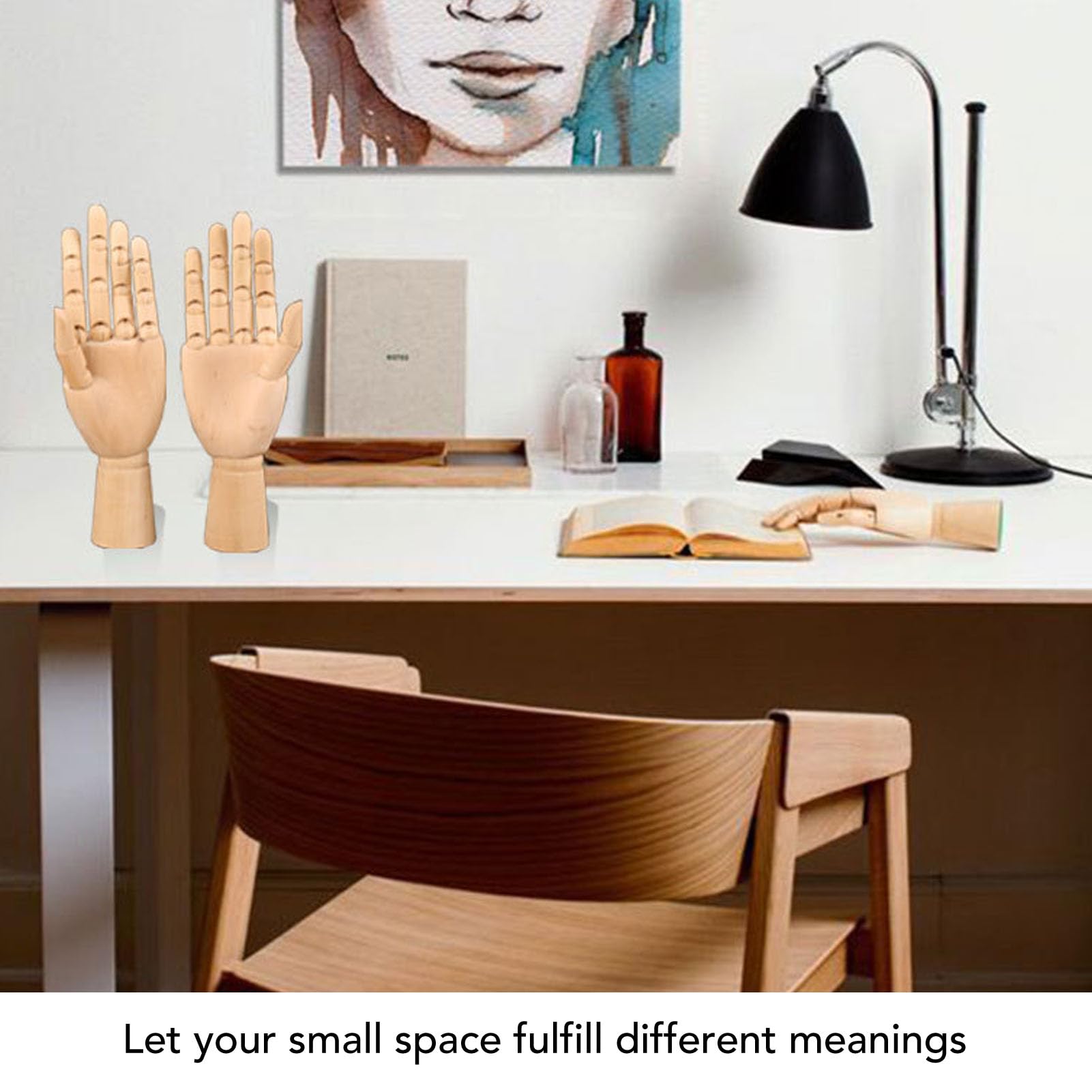 Flexible Wood Hand Model, Wooden Artist Manikin Wooden Hand Model with Moveable Fingers, Joints, for Art, Anatomy Studies, Rehabilitation Training Education