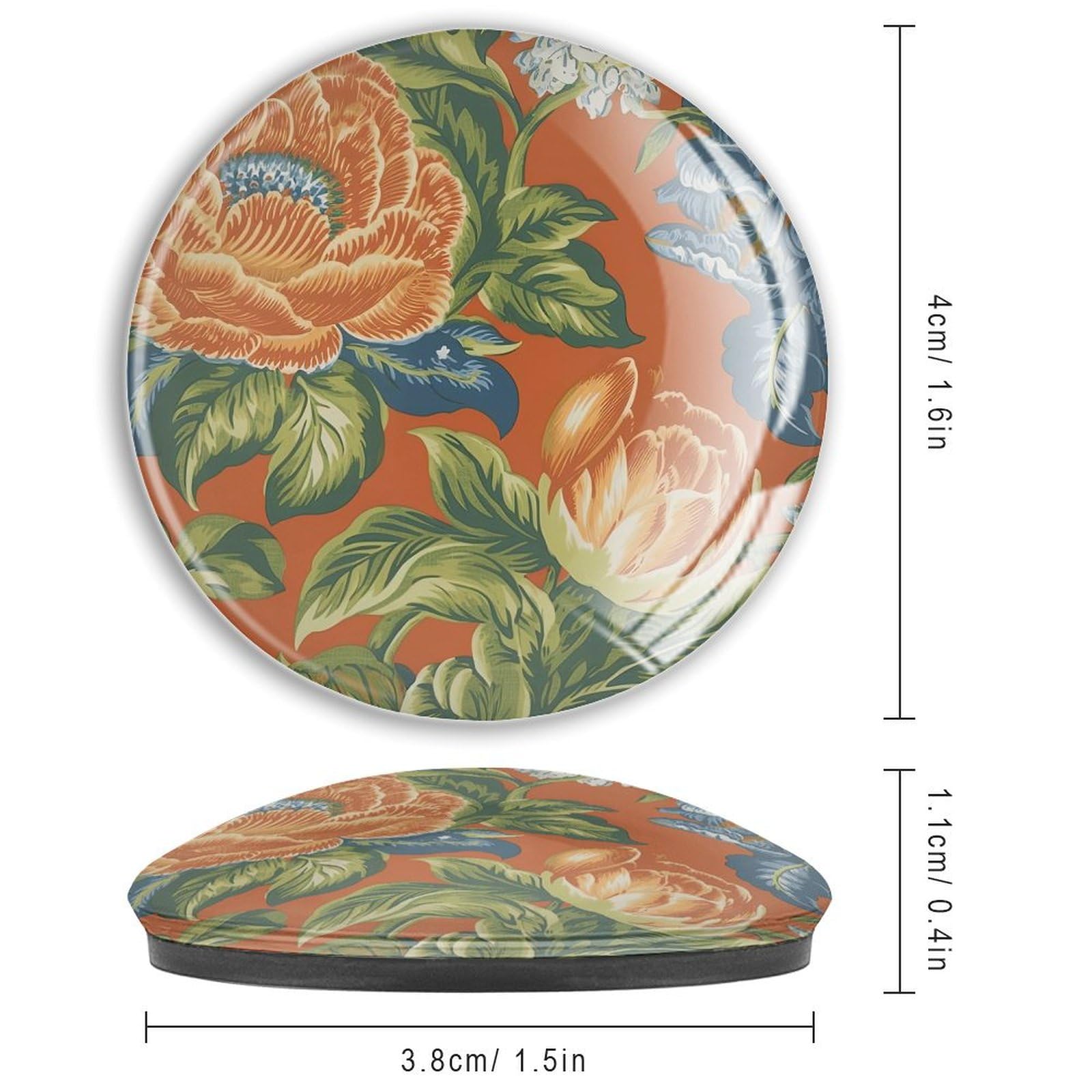 Imanes de nevera de Chinoiserie con diseño floral naranja para pizarra blanca de estilo asiático de vidrio, pequeños imanes decorativos tradicionales, imanes decorativos para oficina,