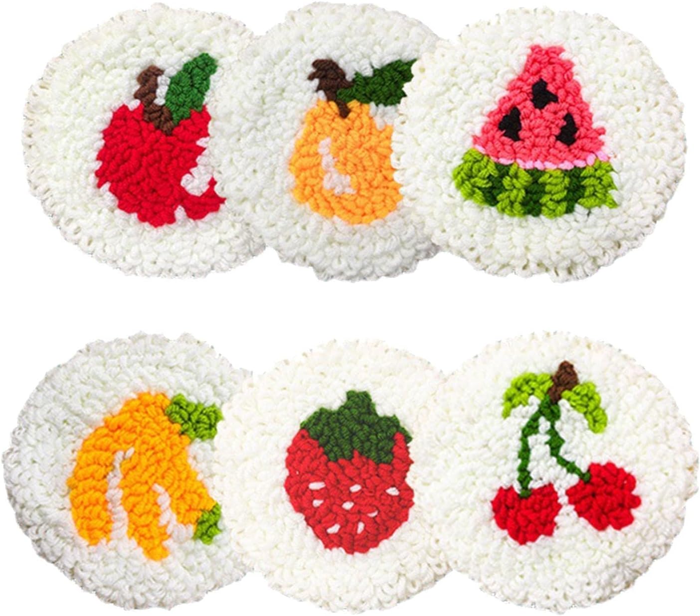 Shurhome Fruit Pattern Embroidery Punching Needle Set for Beginner Adult Includes Yarn Cloth Punching Needle Supplies