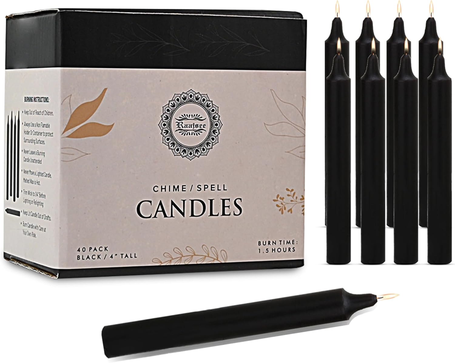 Raajsee Unscented Mini Taper Candles Pack of 40, Black 4 Inches (H