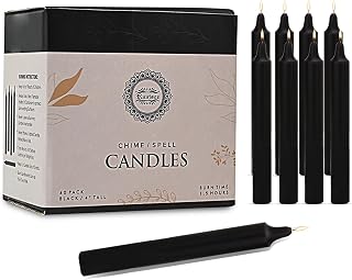 Raajsee Unscented Mini Taper Candles (Black) | 4 Inches Dinner Candle Sticks| Smokeless, and Dripless| Paraffin Wax with Cotton Wicks | Long Burning Time (Pack of 40)