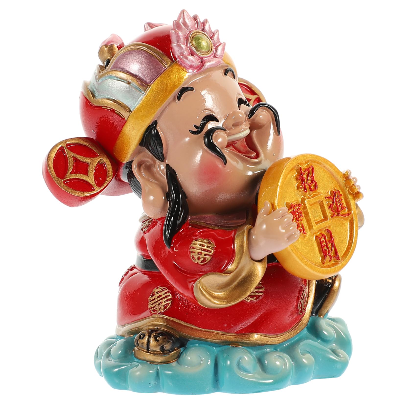 Amazon.co.jp: RORPOIR 赤色の樹脂製富の神の置物 幸運呼ぶ中国風の 