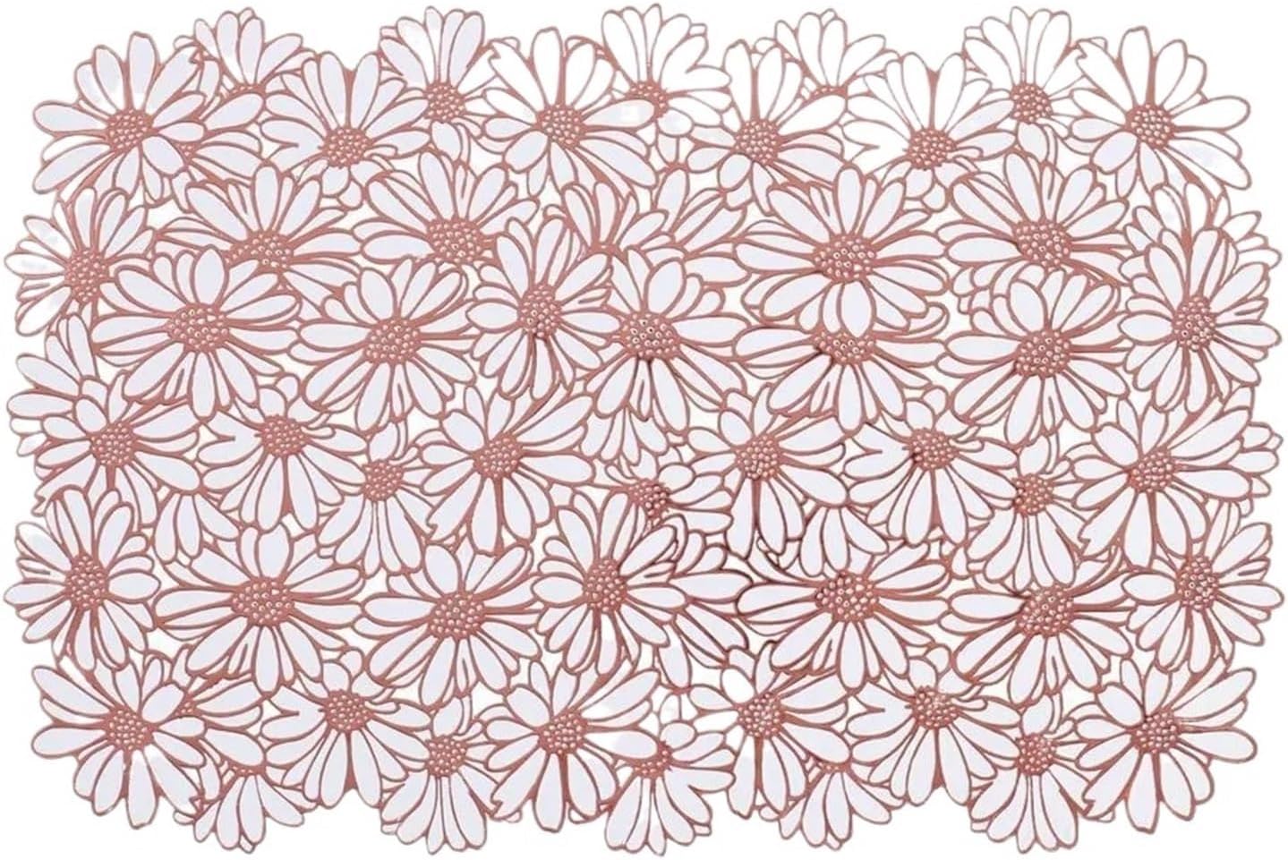 4pcs Flower Place Mat PVC Table Mats Non Slip Heat Resistant Wipeable Easy to Storage Washable Placemats for Dining Table 12x18(Pink)