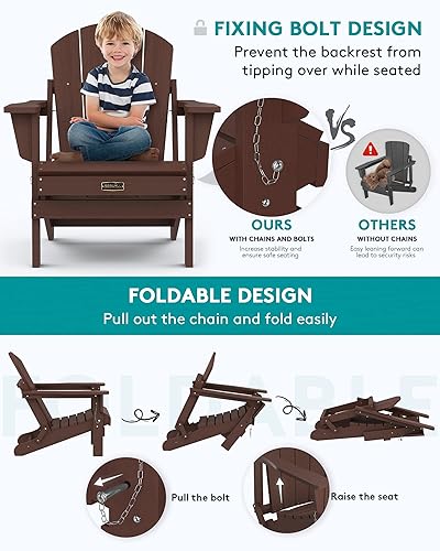 Miniatura 227 de SERWALL - Silla plegable Adirondack para patio, jardín, exterior, resistente a la intemperie, sillas para hoguera, color naranja