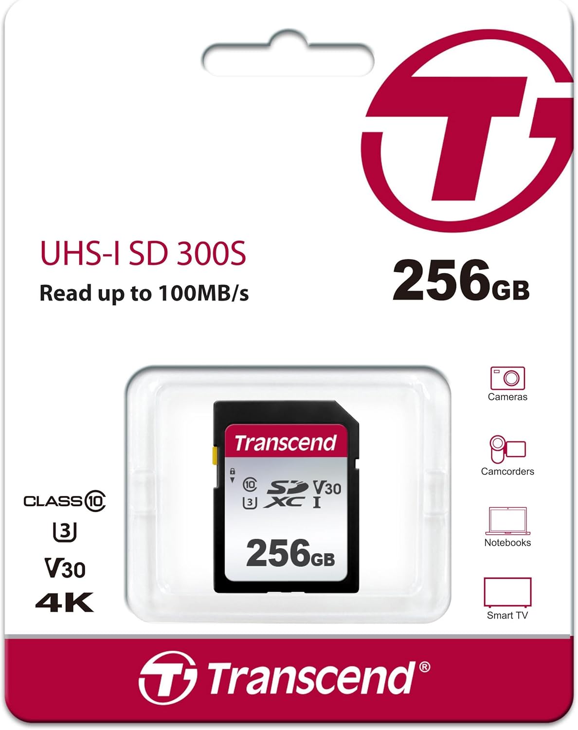 Transcend 256GB SDXC Memory Card, Up to 100MB/s, UHS-I U3 V30, 4K UHD & Full HD, Class 10 High-Speed SD Card for Canon, Nikon, Sony, Pentax, Kodak, Olympus, Panasonic Digital Cameras